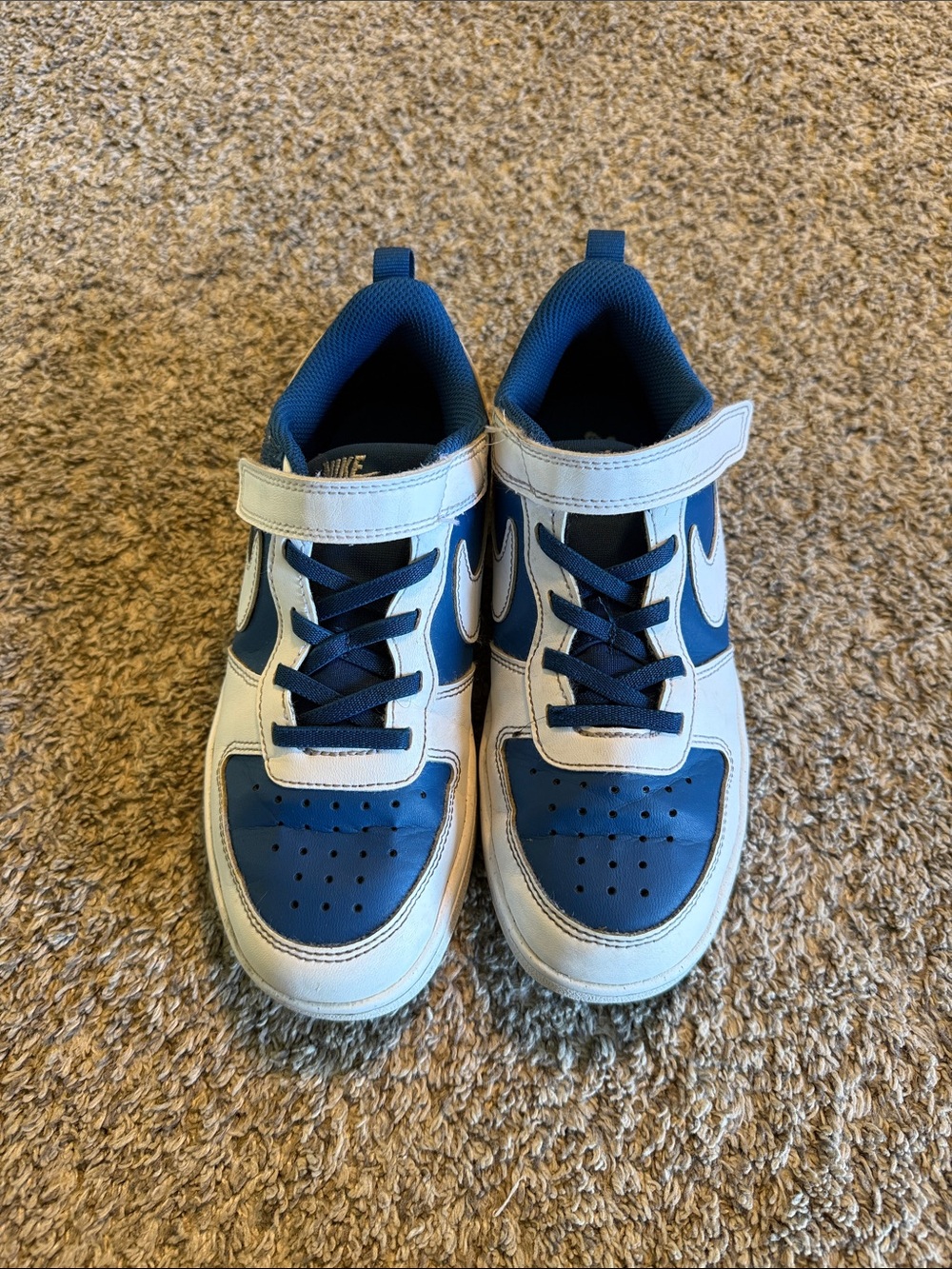 Nike Court Borough Low Kids White and Blue Sneakers - 2.5Y